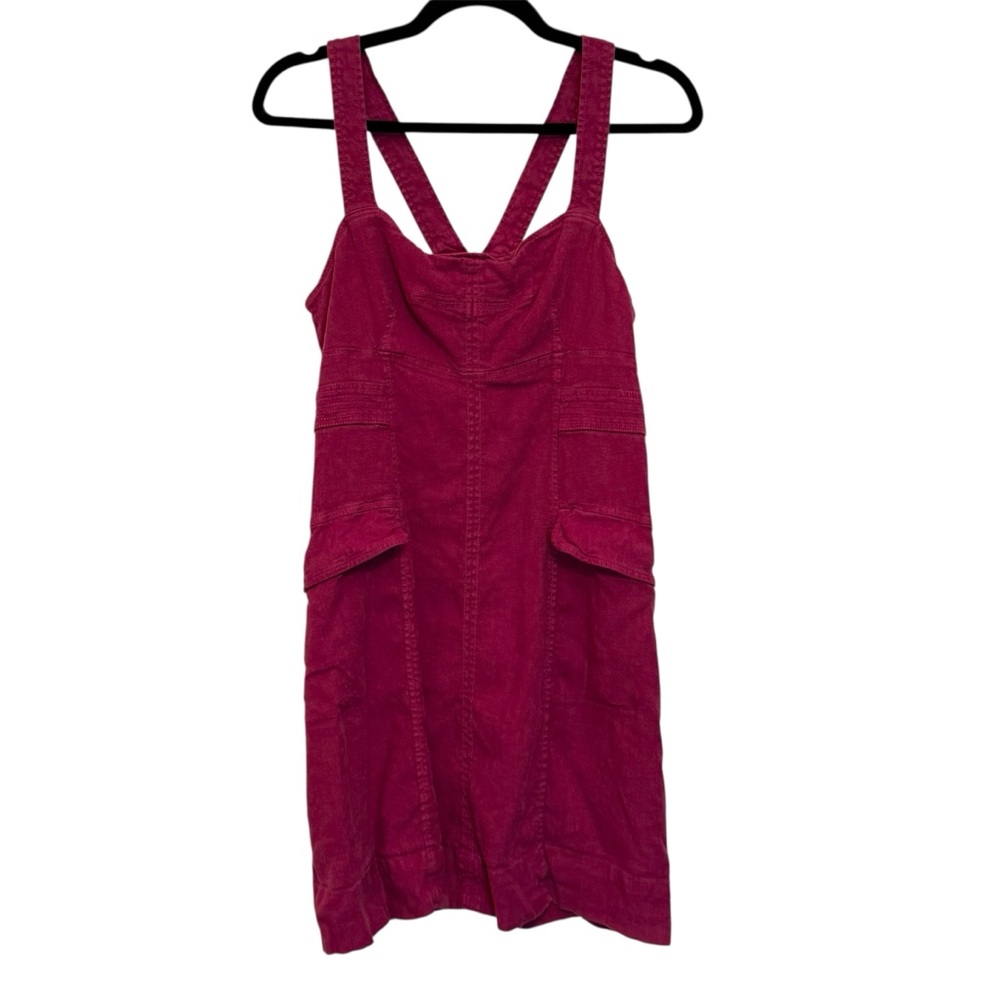 Anthropologie Raspberry Square Neck Linen Blend Mini Dress - Picture 2 of 6